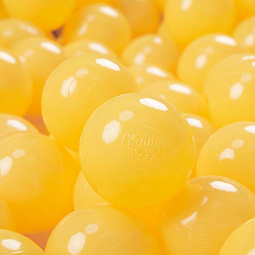KiddyMoon 100 ∅ 7Cm Kinder Bälle Spielbälle Für Bällebad Baby Einfarbige Plastikbälle Made In EU, Gelb von KiddyMoon