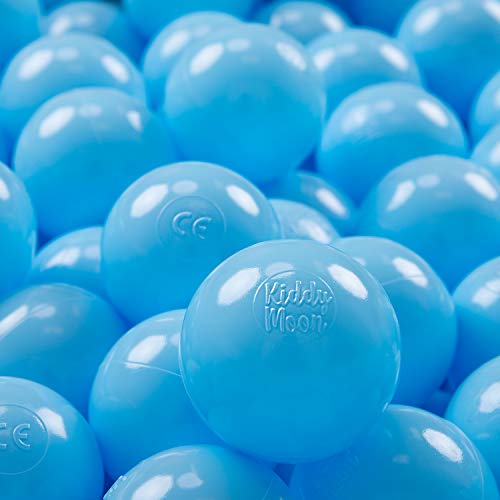 KiddyMoon 50 ∅ 7Cm Kinder Bälle Spielbälle Für Bällebad Baby Einfarbige Plastikbälle Made In EU, Baby Blau von KiddyMoon