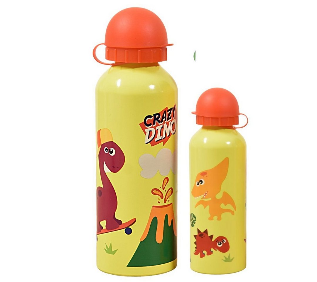 Kids Licensing Trinkflasche Crazy Dino Dinosaurier, Alu-Trinkflasche 500 ml von Kids Licensing