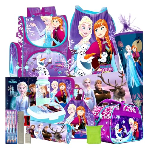 Frozen Eiskönigin ELSA Olaf 21 Teile Schulranzen Tornister RANZEN Schulrucksack Set Schultüte 85 cm Sporttasche mit Sticker-von-Kids4shop von Kids4shop