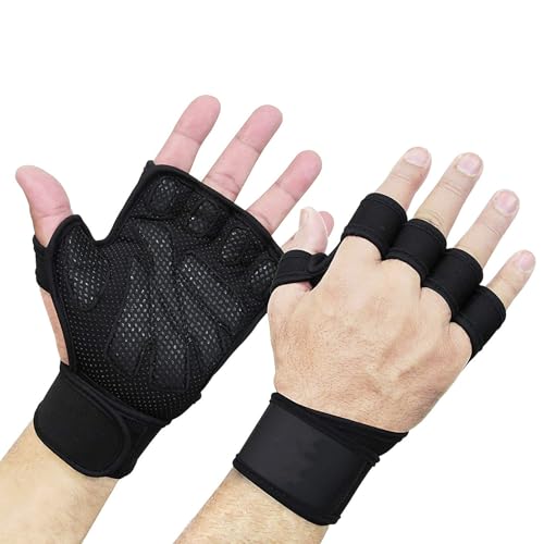 Fahrradhandschuhe Halbfinger Gym Workout Handschuhe mit Handgelenkstütze Gewichtheben Handschuhe für Training Pull Ups-Fitness Gym Workout Handschuhe Gewichtheben Training Handschuhe Halbfinger von KieTeiiK