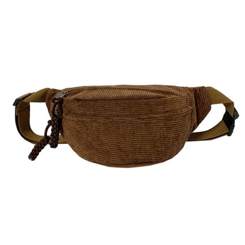 KieTeiiK Umhängetasche, modische Cord-Hüfttasche für Damen, stilvolle und praktische Bauchtasche, Brusttaschen für lässige Ausflüge, braun, 13.38x5.9x4.33in von KieTeiiK