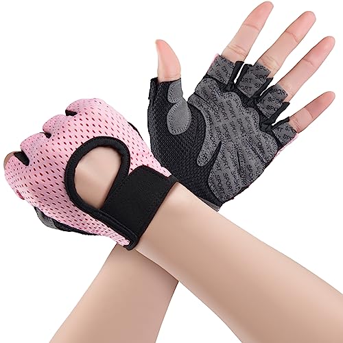 Fitness Handschuhe Trainingshandschuhe Damen, Fingerlose Gym Handschuhe mit Rutschfester Silikon, Atmungsaktive Sporthandschuhe für Crossfit, Bodybuilding, Radsport, Gym Workout, Krafttraining von Kieswan