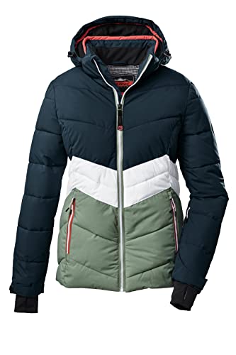 Killtec Damen Ksw 1 Wmn Ski Qltd Jckt Winterjacke Jacke in Daunenoptik mit abzippbarer Kapuze und Schneefang, grüngrau, 36 EU von Killtec