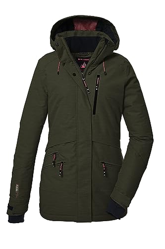 killtec Damen Skijacke/Funktionsjacke mit abzippbarer Kapuze und Schneefang KSW 110 WMN SKI JCKT, oliv, 44, 40976-000 von Killtec