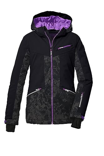 killtec Mädchen Skijacke/Funktionsjacke mit Kapuze und Schneefang KSW 118 GRLS SKI JCKT, schwarz blau, 164, 39654-000 von Killtec