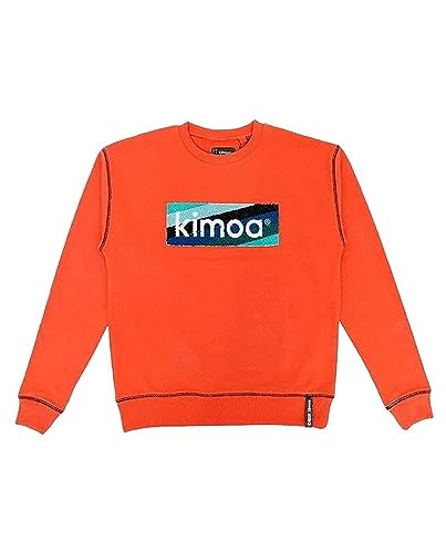 KIMOA Gestreiftes Coral Logo Sweatshirt, Korallenrot, M-L von Kimoa