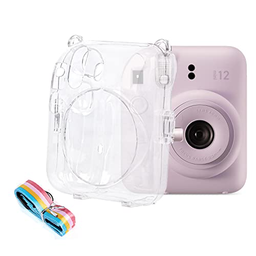 Kimyoaee Mini12 Clear Case Bundle Set für Fujifilm Instax Mini 12 Sofortbildkamera-Zubehör mit Folien Tasche Bildhalter, Aufkleber, verstellbarer Schultergurt, transparent, Kompaktes Etui von Kimyoaee