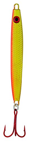 KINETIC Pilker Beast, Gerippter und bleifreier Pilker mit rotem Qualitäts-Drilling, verfügbar in 5 Gewichten und 4 Farben (Gelb-Orange, 80g) von Kinetic