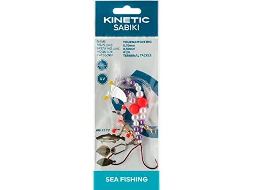 Kinetic Sabiki Tournament #1/0 Orange Pearl/Silver Plattfisch Scholle Flunder Vorfach Rig System von Kinetic