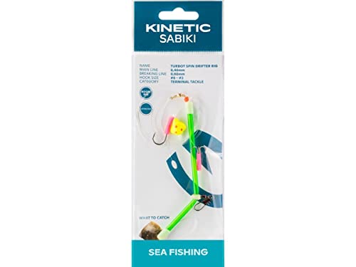Kinetic Sabiki Turbot Spin Drifter #8/#2 Green Plattfisch Scholle Flunder Vorfach Rig System von Kinetic