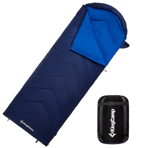 KingCamp Schlafsack, warm und leicht, Innen- und Außendesign, komplett entfaltbar, wasserabweisend und langlebig, Schlafsack Outdoor Camping, (Navy L Zip, 220×75cm) von KingCamp