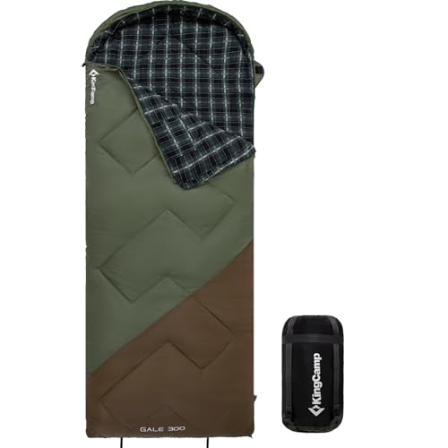 KingCamp Unisex-Adult Schlafsack Winter, 300G Grün/Braun L, 230×90cm von KingCamp