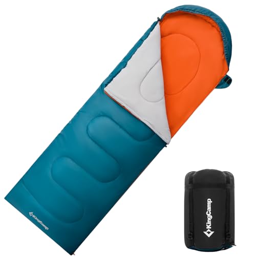 KingCamp Schlafsack, warm und leicht, einzigartigem Farbdesign, komplett entfaltbar, vielseitig einsetzbar Schlafsack Outdoor, wasserabweisend, Schlafsäcke für Camping, (Himmelblau L Zip, 220×75cm) von KingCamp