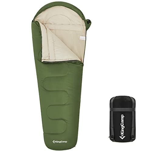 KingCamp Schlafsack Mumienschlafsäcke mit Kapuze 3-4 Jahreszeiten Warmer für Kinder & Erwachsenen beim Camping Outddor Trekking 165 x 70 x 45 cm von KingCamp