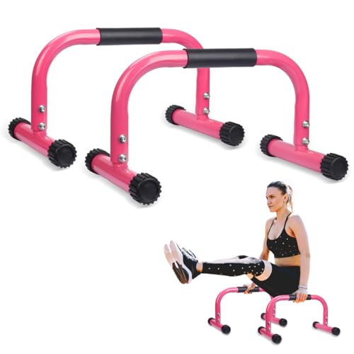 KingMile Parallettes, Handstand Barrenm, Großer Push Up Bar & & Dip Barren, Rutschfeste Liegestützgriffe, Calisthenics Equipment für Indoor & Outdoor, Geeignet für Heim-Fitness & Liegestütze (Rosa) von KingMile