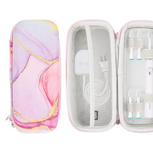Kingshion Zahnbürsten-Reiseetui kompatibel mit Oral-B Pro 1000, 2000, 3000, 3500, 1500/ für Philips Sonicare ProtectiveClean 4100 5100 elektrische Zahnbürste mit Netztasche für Zubehör, Rosa von Kingshion