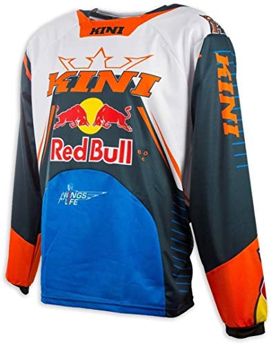 Kini Red Bull Competition Jersey – Herren Motocross Langarm-Shirt, Motorsport, Atmungsaktiv, Mesh, Mikrofaser – Orange - XL von Kini