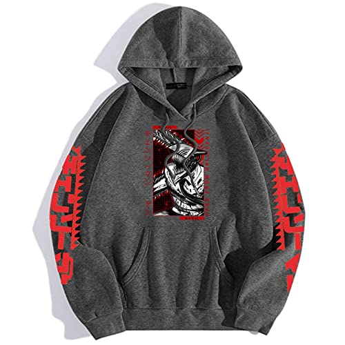 Kinsea Herren Kapuzenpullover Langarm - Chainsaw Man Merch Hoodie Mit Tasche - Casual Hoody Pullover Sweatshirt Unisex Bekleidung-Black||XS von Kinsea