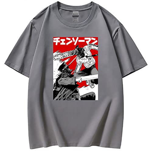 Kinsea T-Shirt Unisexe, Chainsaw Man Tshirt Für Damen/Herren, Manga Shirts, T-Shirt À Manches Courtes Et Col Rond-Black||XS von Kinsea