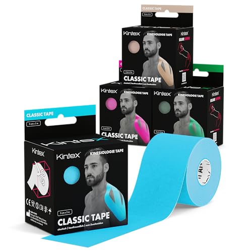 Kintex 4 Rollen Kinesiologie Tape Classic, 5 cm x 5 m, hautfreundliches & wasserfestes Kinesiologie Tape, Physio Tape, für Sport & Physiotherapie (Gemischt) von Kintex