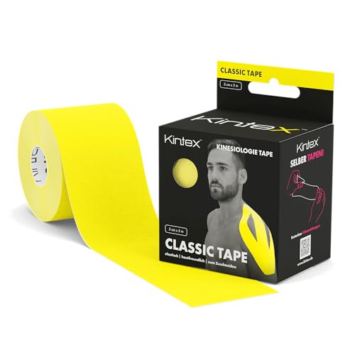 Kintex Kinesiologie Tape Classic, 5 cm x 5 m, hautfreundliches & wasserfestes Kinesiologie Tape, Physio Tape, Medizinisches Tape, für Sport & Physiotherapie von Kintex