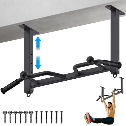 Kipika Heavy Duty Ceiling Mounted Pull Up Bar, Highly Adjustable, Multifunctional Chin Up Bar, Body Workout Home Gym System von Kipika