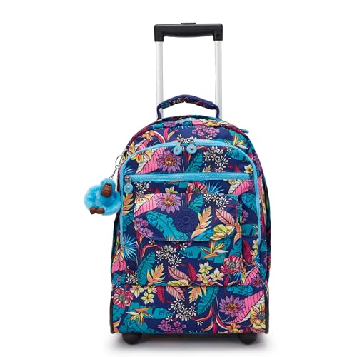 Kipling Sanaa Damenrucksack, groß, rollbar, verstellbare gepolsterte Riemen, Schiebegriff, Crinkle-Nylon-Rucksack, Exotische Blätter, 12.5''L x 18.5''H x 10.75''D, Damen Sanaa Großer von Kipling