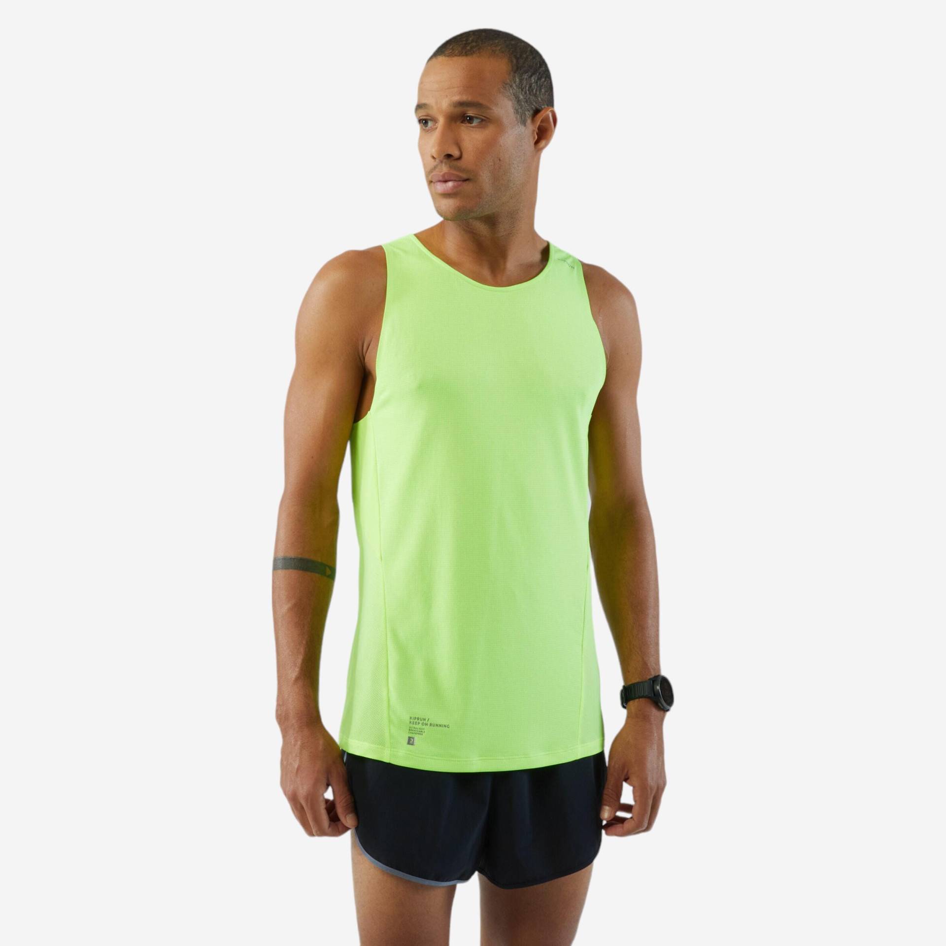 Lauf-Tanktop Herren atmungsaktiv - gelb von Kiprun