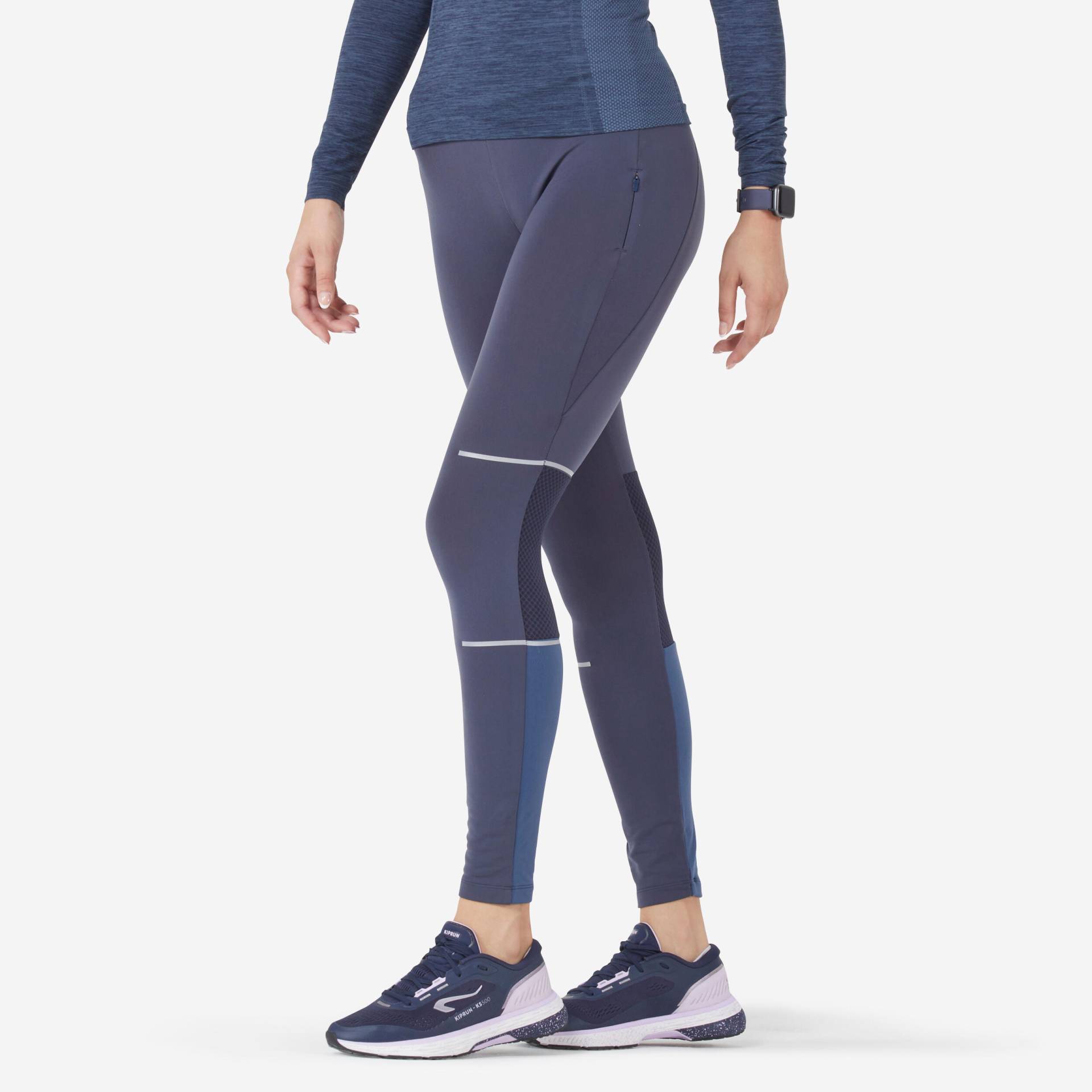 Lauftights lang Damen - Warm blau von Kiprun