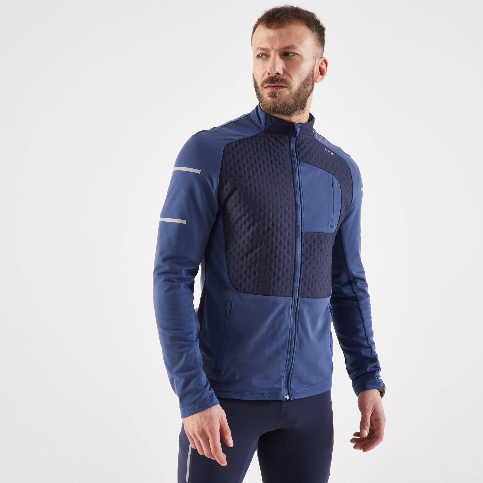 Laufjacke Herren Winter warm - schieferblau von Kiprun