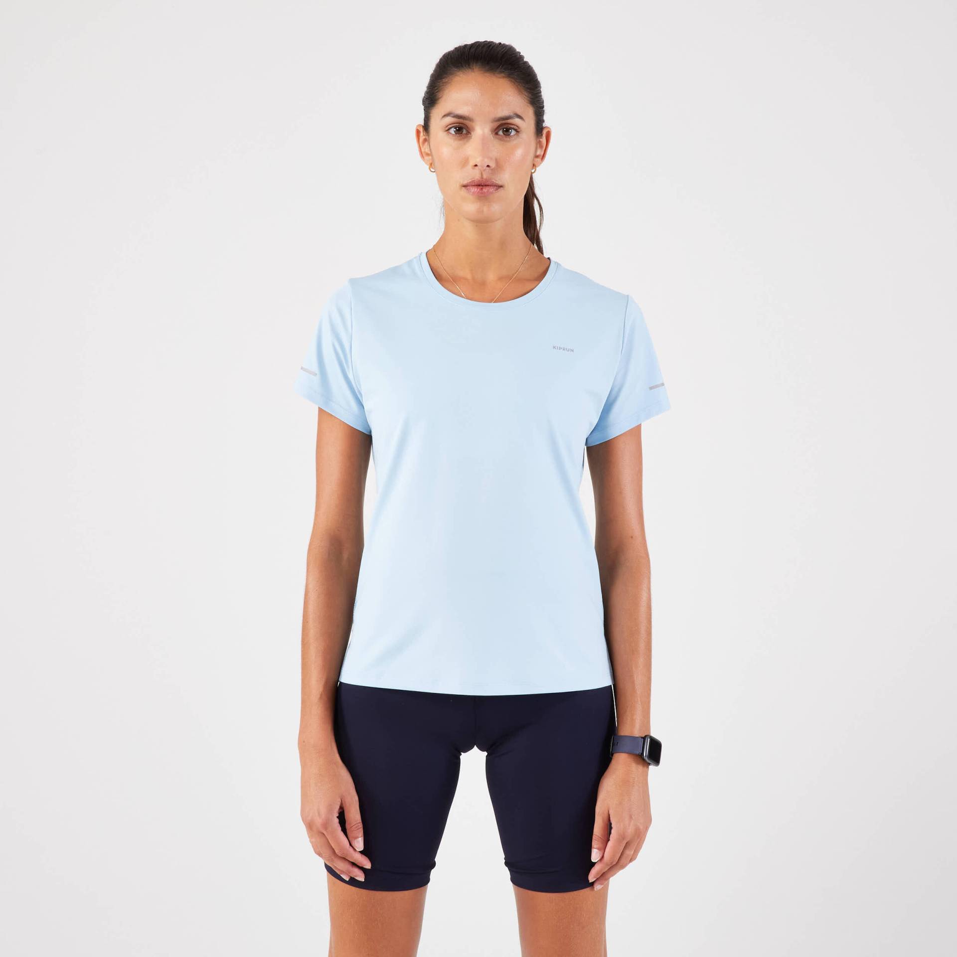 Laufshirt kurzarm Damen atmungsaktiv - Run 500 Dry hellblau von Kiprun