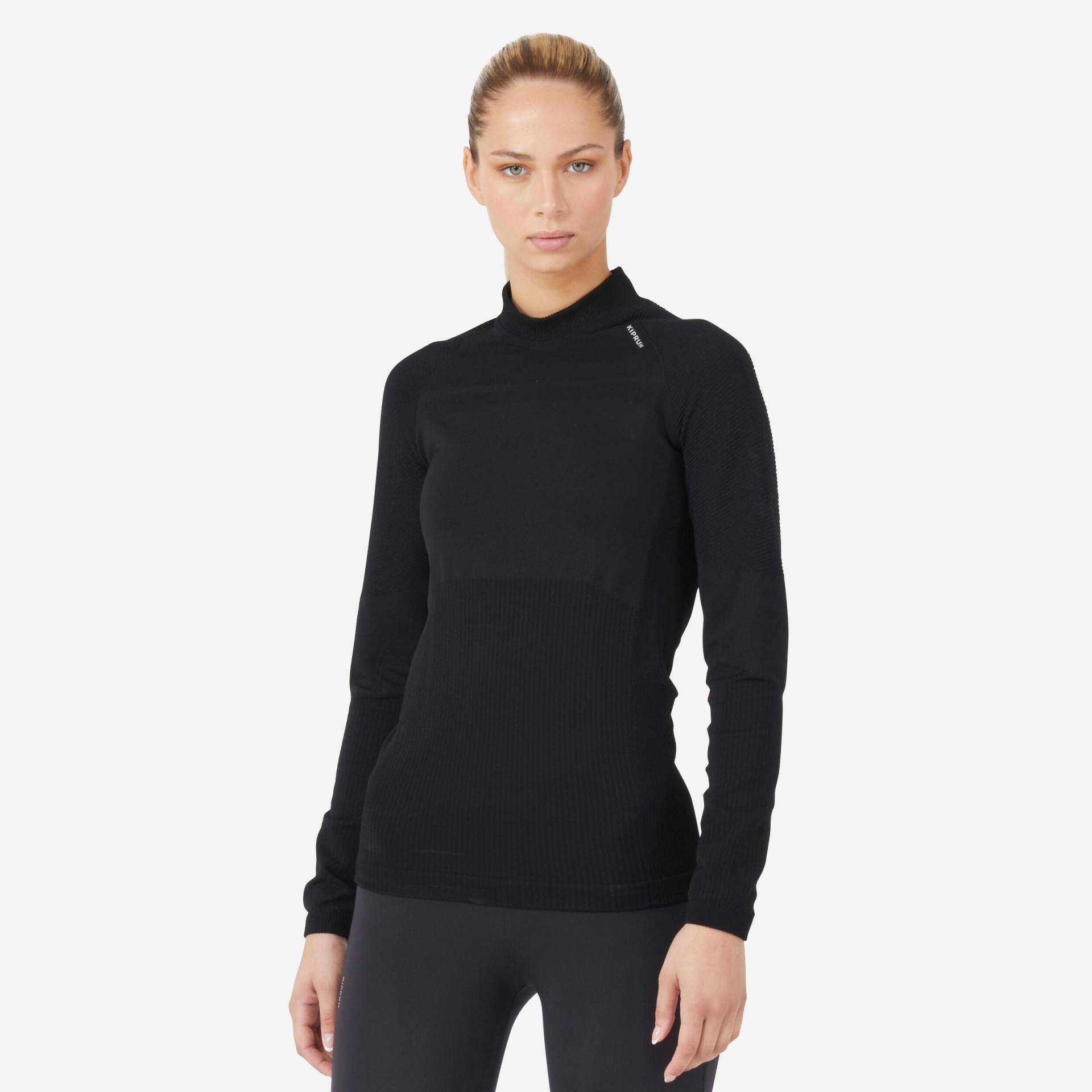 Laufshirt langarm Damen seamless Kiprun Skincare schwarz von Kiprun