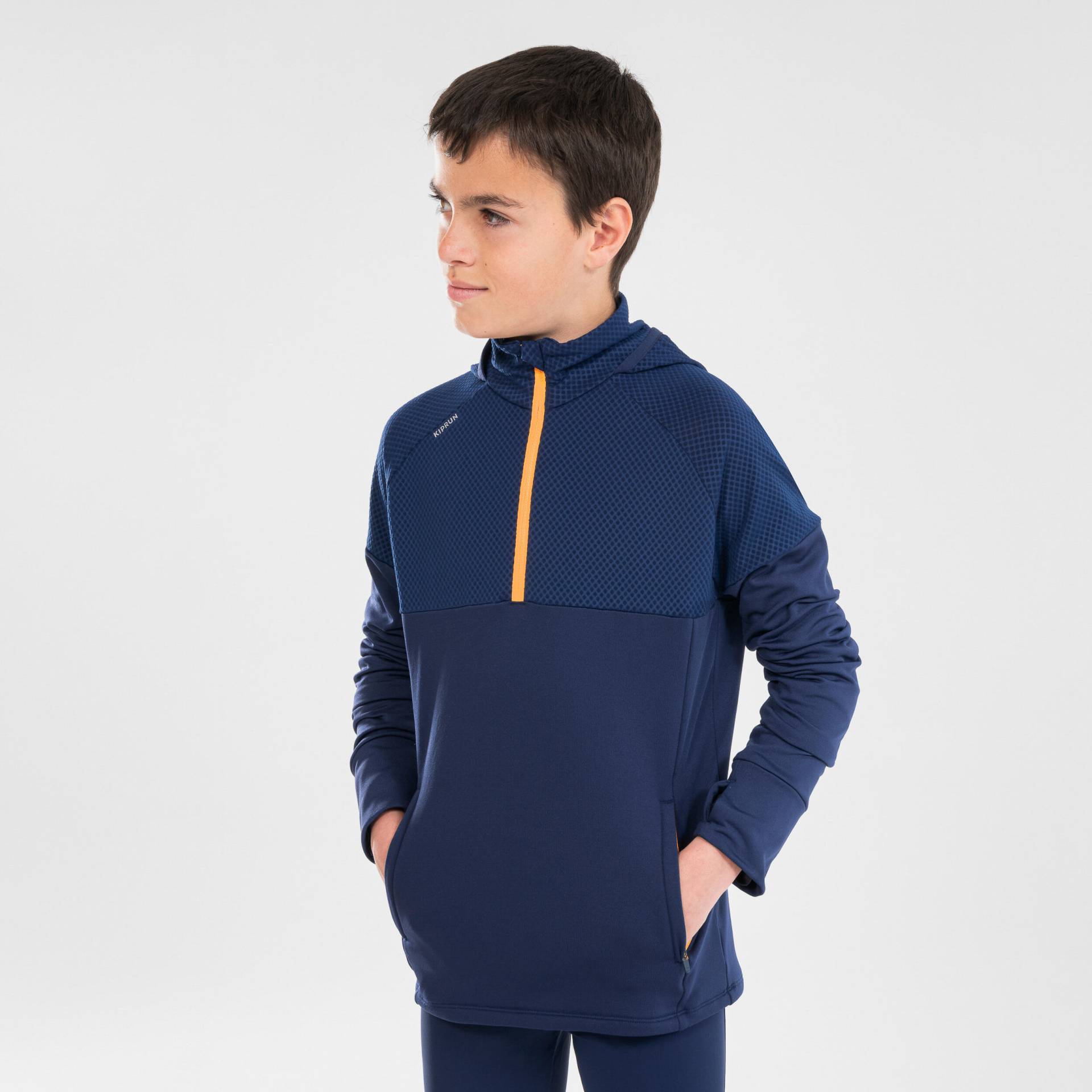 Laufshirt langarm Kinder - Warm+ 500 blau/orange von Kiprun