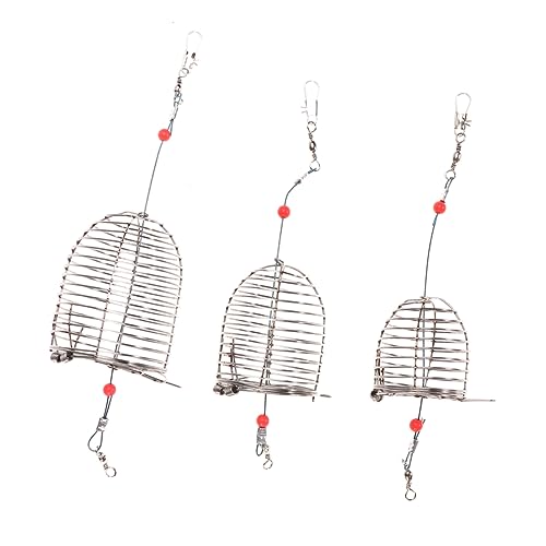 Kisangel 6 Stück Teiliges Fischköder Käfig Medium Rot mit Federdeckel Robuste Fischreuse Leichte Angelfalle für Kleine Fische Krabben Garnelen und Flusskrebse von Kisangel