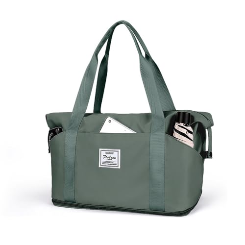 Erweiterbare Reise-Umhängetasche, Damen-Fitnesstasche mit Nass- und Trockentrennung, Damen-Reisetasche mit großem Fassungsvermögen (Color : Dark Green) von KituT