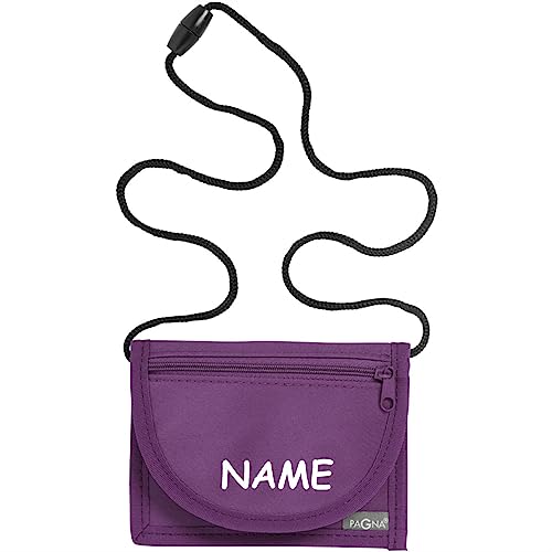 Kiwistar - Brustbeutel lila - Name - 13 x 10 cm Geldbeutel zum umhängen - Geldbörse für Jungen & Mädchen mit Namen individuell personalisiert von Kiwistar