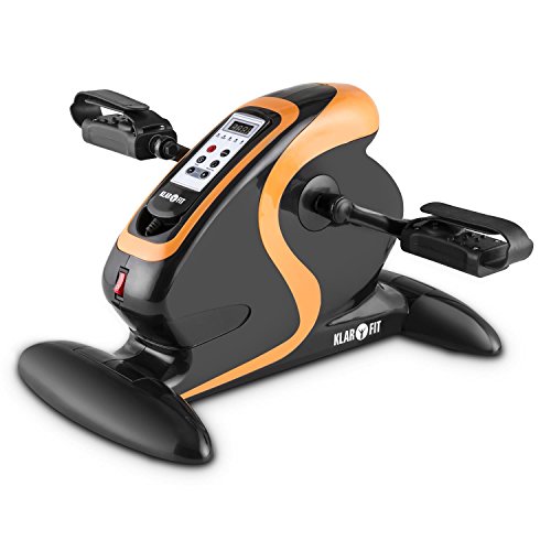 Klarfit Cycloony Beintrainer - Pedaltrainer für Muskelaufbau, 70 W Beintrainer für zuhause, 12 Geschwindigkeitsstufen, Trainingscomputer, Vor- / Rückwärtslauf, schwarz-orange von Klarfit