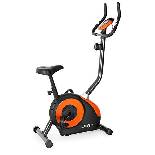 Klarfit Heimtrainer Fahrrad für Ausdauertraining, Heimtrainer mit Pulsmesser, Leiser Hometrainer, Beintrainer für Zuhause, mit Trainingscomputer, max.100kg Körpergewicht, Orange-Schwarz von Klarfit