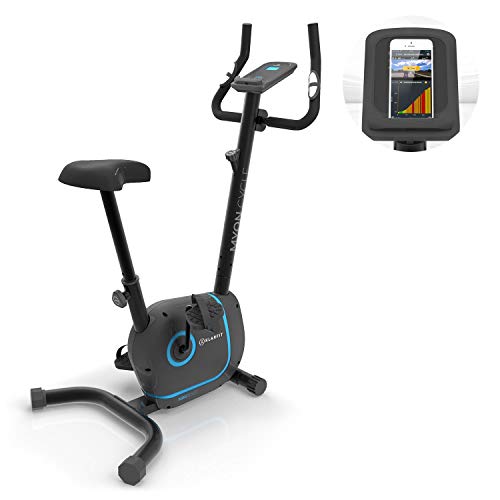 Klarfit Myon Cycle Heimtrainer Fahrrad - Ergometer Fahrrad mit 12 kg Schwungmasse, Hometrainer mit Pulsmesser, 8-stufiger Widerstand, Rahmenantrieb mit SilentBelt, Tablethalterung, schwarz von Klarfit