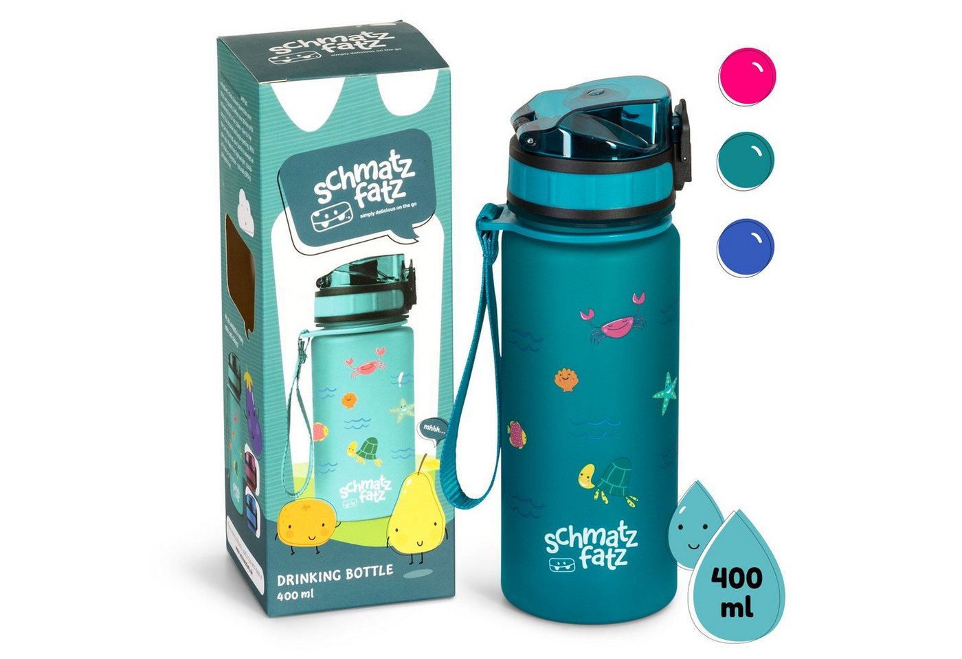 Klarstein Trinkflasche Wakaba, Kinderflasche 400 ml Kindergarten Outdoor Schule Sport von Klarstein