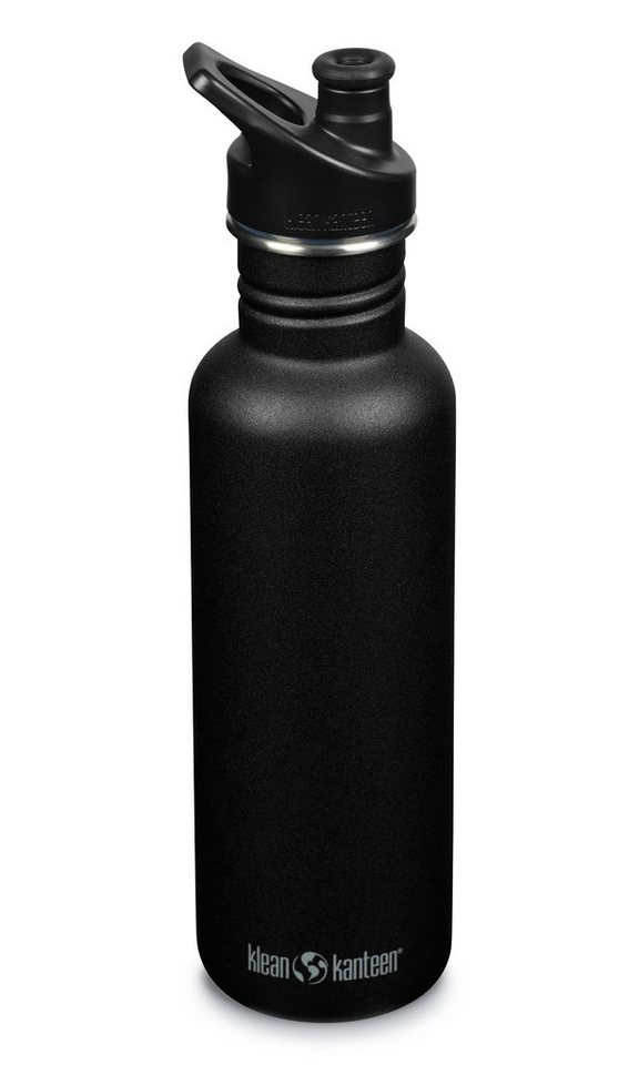Klean Kanteen Trinkflasche, Klean Kanteen Edelstahl Trinkflasche 800ml - schwarz mit Sport Cap von Klean Kanteen