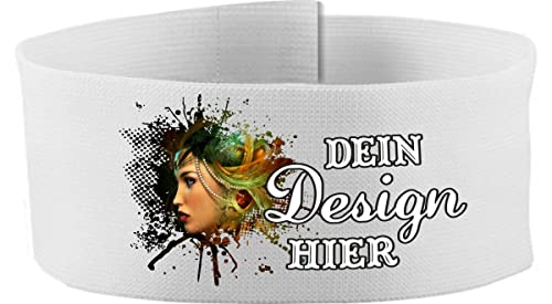 Klett Armbinde 5 cm personalisiert mit deinem Wunschtext oder Logo (Farbe Weiss) (Gr. Junior - 15-25 cm) von Kleiner Fratz