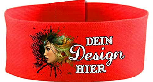 Klett Armbinde 5 cm personalisiert mit deinem Wunschtext oder Logo (Farbe rot) (Gr. Junior - 15-25 cm) von Kleiner Fratz