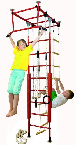 KletterDschungel - das Original - Indoor Sportgerät für Kinder und Eltern. Sprossenwand (Rot, für Raumhöhen von 205-240 cm) von KletterDschungel