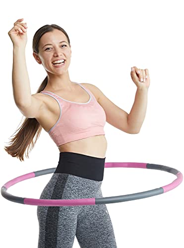 Klington Hula-Hoop Reifen - Fitnessreifen für schnelle Gewichtsreduktion - Hochwertiger Hula Hoop Reifen 1,2 kg - Hulahoop mit 1m Durchmesser - Hula Reifen inkl. Tasche & Maßband (Pink) von Klington