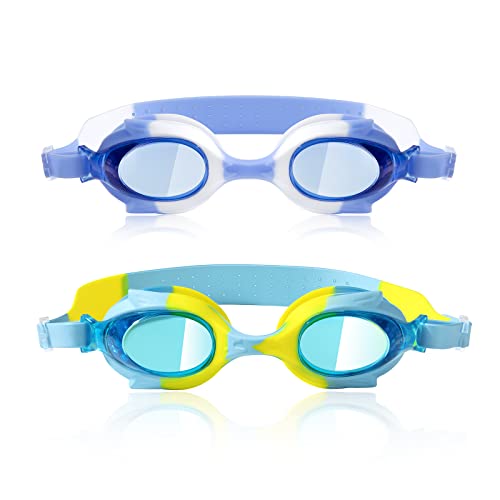 Kmbcove Schwimmbrille für Kinder Anti-Beschlag Swimming Goggles mit Silikon Dichtungen UV-Schutz Schwimmbrillen für Junge, Mädchen 2 Pair von Kmbcove