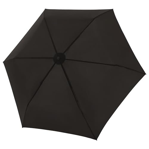 Knirps Regenschirm C.050 Small Manual Black mit Schirmtasche I kleiner Regenschirm für unterwegs I Handöffner Taschenschirm I Regenschirm windstabil & leicht I Mini Schirm von Knirps