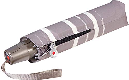 Knirps Regenschirm Fiber T2 Duomatic Taschenschirm - Stripe Art, Stripe Art Taupe, Länge ca. 28 cm, Durchmesser ca. 6 cm von Knirps
