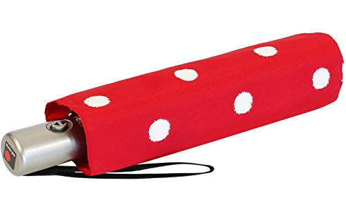 Knirps Regenschirm Slim Duomatic - klein und leicht mit Auf-Zu Automatik - Dot Art red von Knirps